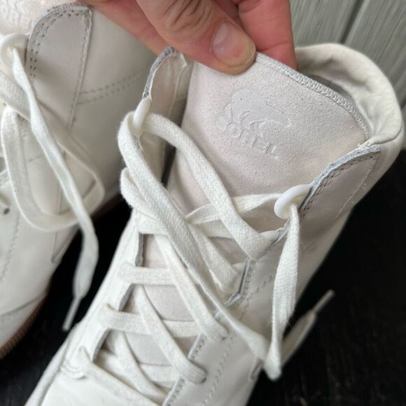 Sorel Out N About Wedge White Leather Sneaker Waterproof SZ 9 - Picture 2 of 11